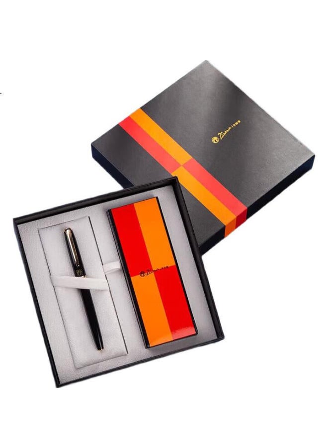 Pimio Ps-R16S Student Ballpoint Pen Gift Box Set, Graduation Gift, Daily Writing, Office Signing Pen, Pure Black With Silver Clip - Image 1