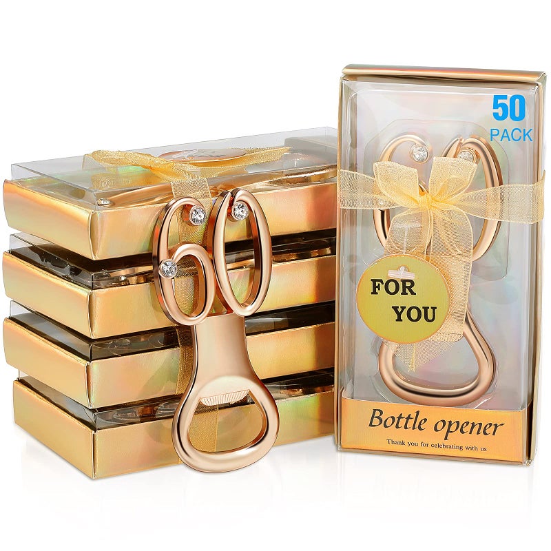 BOAO Boao 50 Pcs Birthday Bottle Opener Party Favors Rhinestones Birthday Souvenirs Wedding Anniversary for Guests Beer Opener Party Favors Decoration(Gold,60th Style)  - Image 1