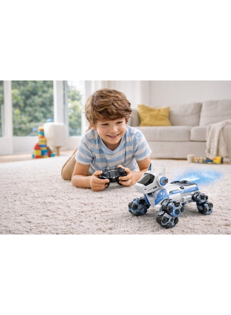 Remote Control Stunt Dog With Spray Effect, Led Lights & 360° Rotation – Rechargeable Rc Toy For Kids - Image 4