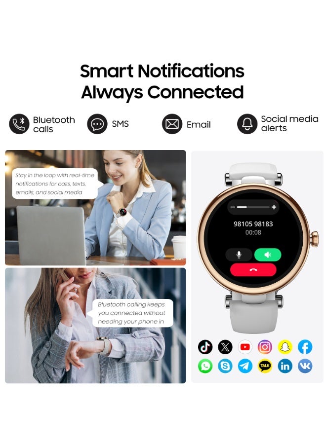 توزو ساعة Aura الذكية بشاشة AMOLED للرجال والنساء – متتبع لياقة بدنية مع مكالمات وإشعارات عبر البلوتوث، مقاومة للماء بمعيار 3ATM، تتبع النوم والتوتر، أكثر من 100 وضع رياضي، أكثر من 200 وجه ساعة، متوافقة مع Android و iOS - Image 4