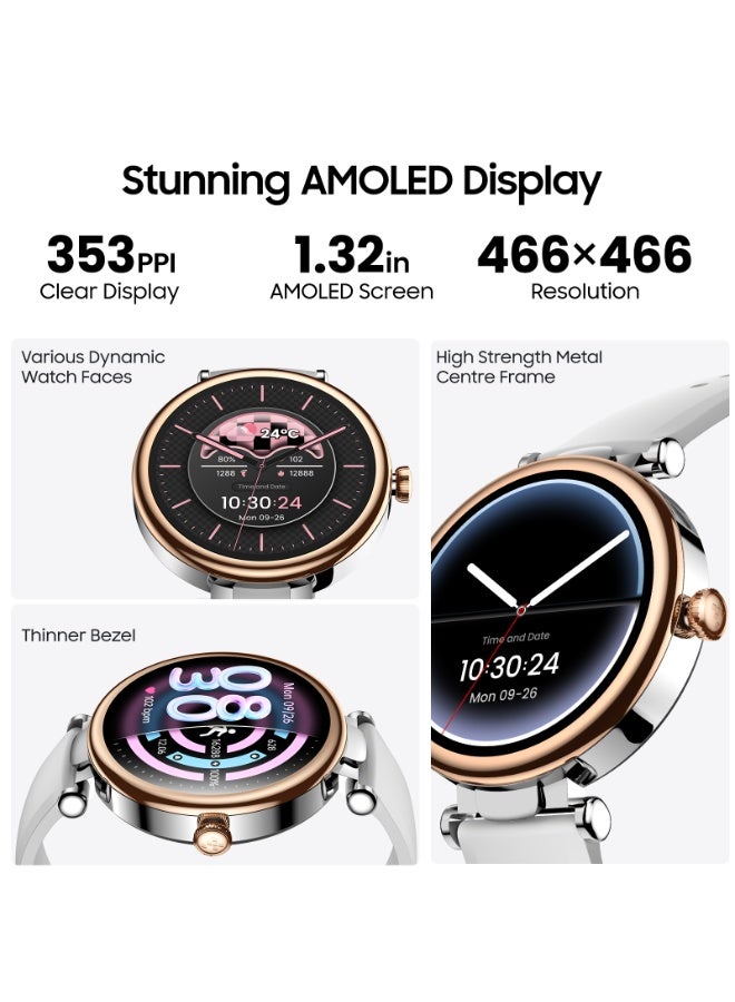 توزو ساعة Aura الذكية بشاشة AMOLED للرجال والنساء – متتبع لياقة بدنية مع مكالمات وإشعارات عبر البلوتوث، مقاومة للماء بمعيار 3ATM، تتبع النوم والتوتر، أكثر من 100 وضع رياضي، أكثر من 200 وجه ساعة، متوافقة مع Android و iOS - Image 2