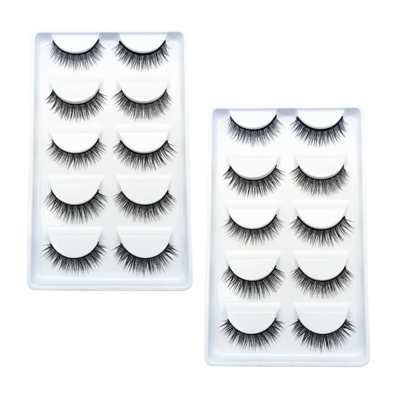 Natural 3d Fake Eyelashes 10 Pairs Soft Comfortable False Lashes for Makeup Accessory Suitable for Daily Wear and Beginners - Image 1