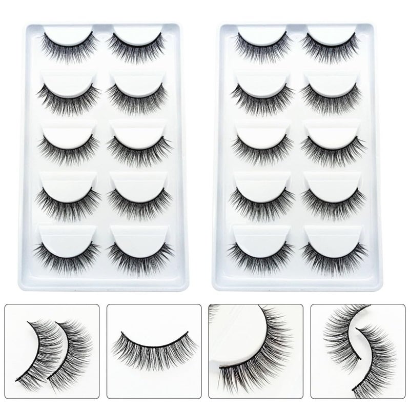 Natural 3d Fake Eyelashes 10 Pairs Soft Comfortable False Lashes for Makeup Accessory Suitable for Daily Wear and Beginners - Image 5