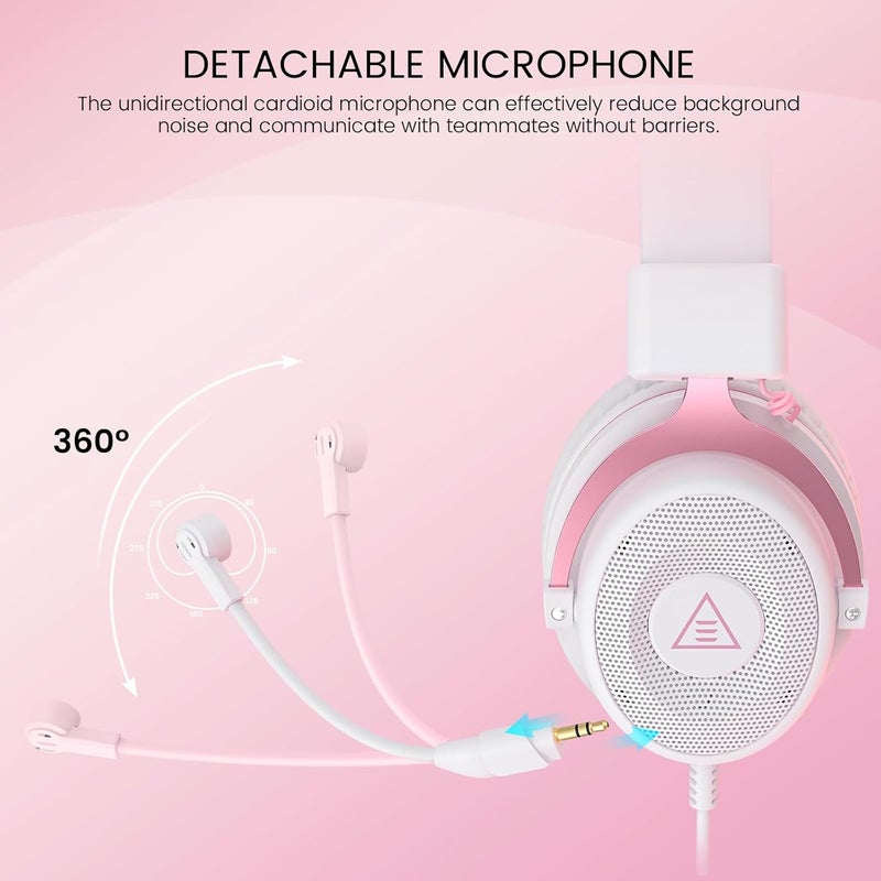 EKSA E900 Headset with Microphone for PC, PS4,PS5, Xbox - Detachable Noise Canceling Mic, 3D Surround Sound, Wired Headphone for Gaming, Computer, Laptop, 3.5MM Jack - Image 4