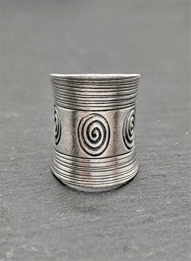 81stgeneration Hill Tribe Silver Spiral Pattern Concave Ring - 999 Solid Silver Adjustable Wide Band - Tribal Thumb Rings for Women - Unique Handmade Boho Jewelry - Image 5