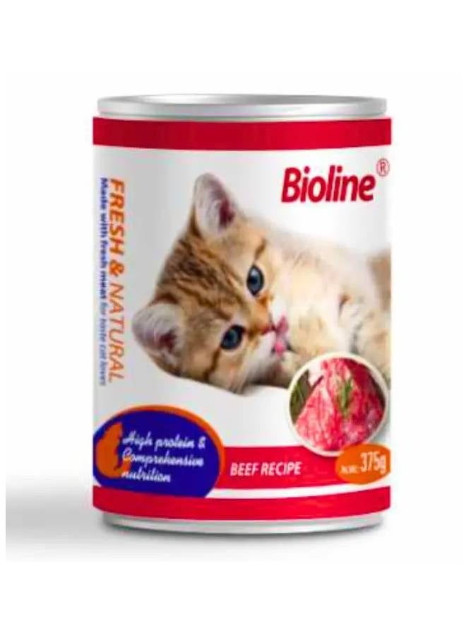 Bioline Canned Cat Food 375g beef flavor - Image 1