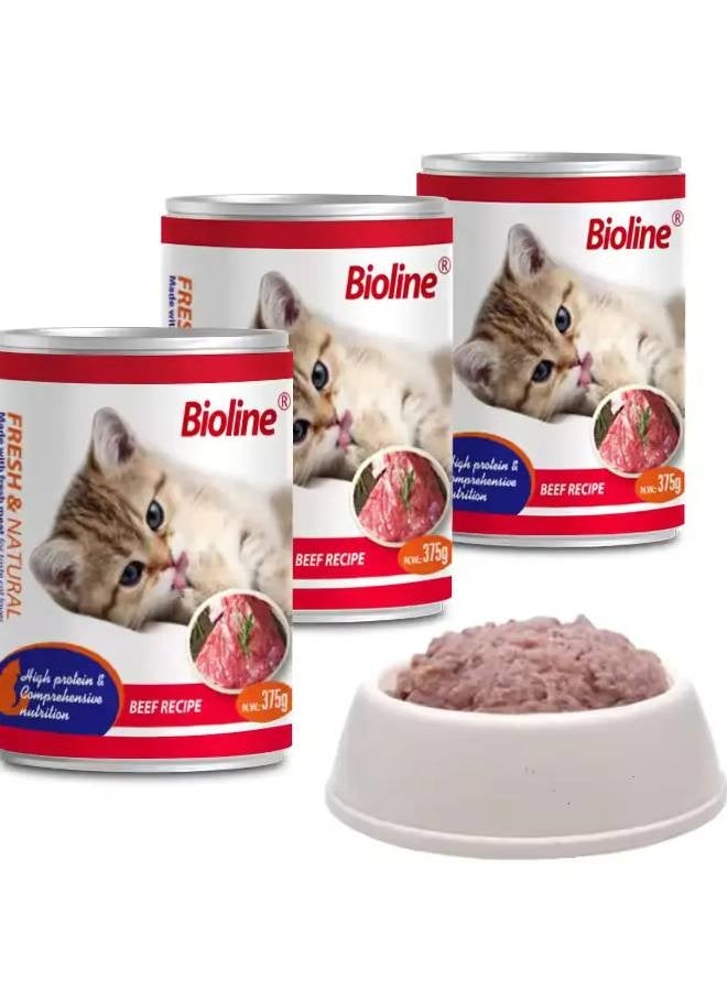 Bioline Canned Cat Food 375g beef flavor - Image 2