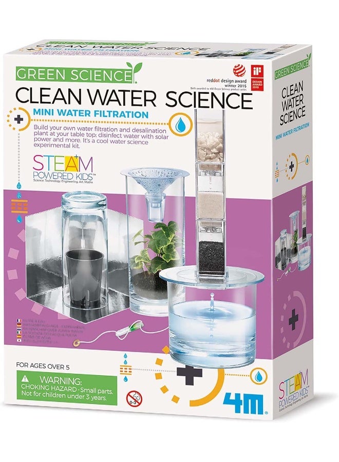 4M Clean Water Science Kit – DIY Water Filtration & Desalination Plant with Filter Sections, Sand, Gravel, Activated Carbon, Funnels & Guide – STEM Water Purification Experiment for Ages 8+ | 00-03281 - Image 1