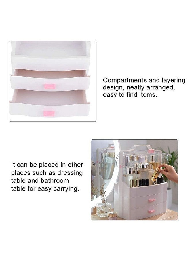 Yancorp Cosmetic Storage Box with Drawer - Multi-Functional Desktop Organizer with Handle for Makeup, Jewelry, Hair Accessories, Bathroom, Vanity or Dresser - ABS Plastic Storage Holder - Image 4