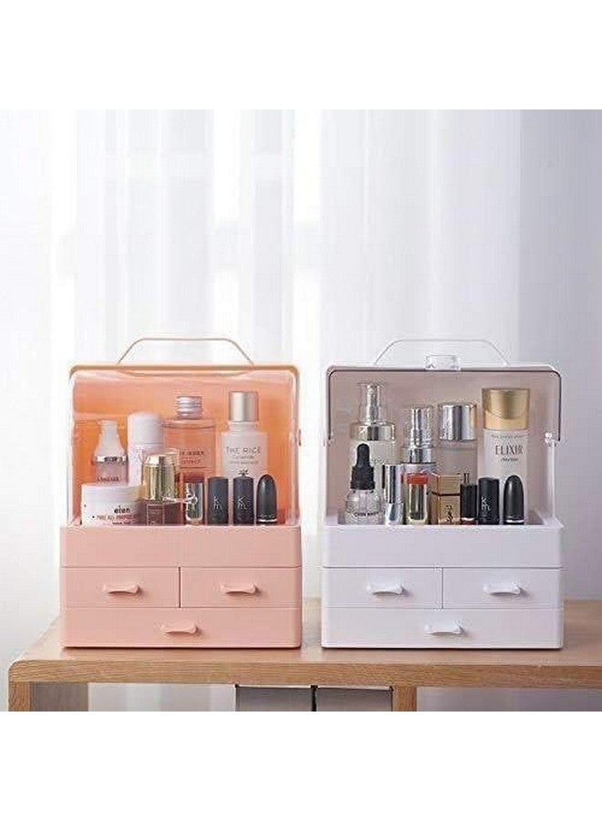Yancorp Cosmetic Storage Box with Drawer - Multi-Functional Desktop Organizer with Handle for Makeup, Jewelry, Hair Accessories, Bathroom, Vanity or Dresser - ABS Plastic Storage Holder - Image 1