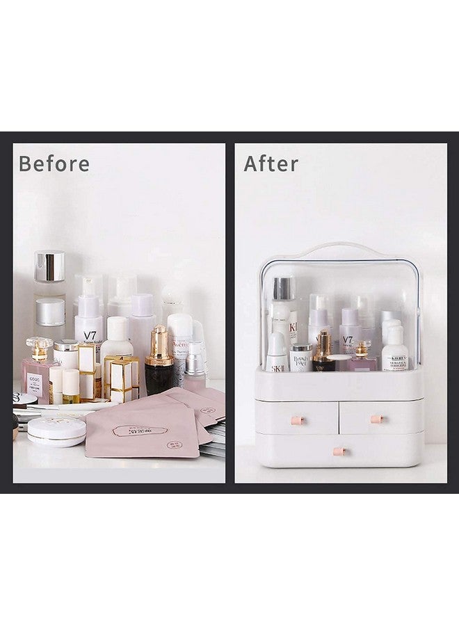 Yancorp Cosmetic Storage Box with Drawer - Multi-Functional Desktop Organizer with Handle for Makeup, Jewelry, Hair Accessories, Bathroom, Vanity or Dresser - ABS Plastic Storage Holder - Image 5