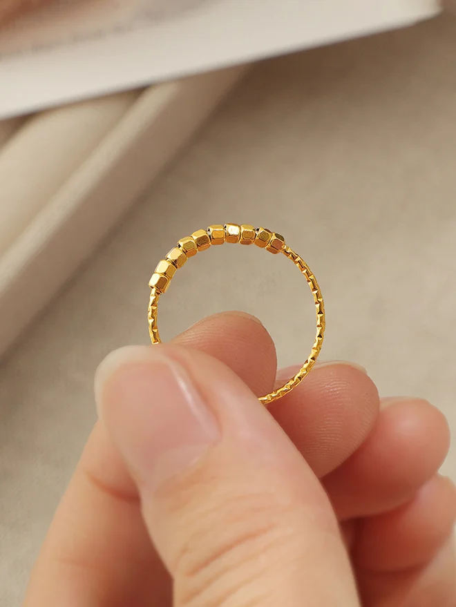 Styli  Golden Textured Ring for Women | Best Price UAE