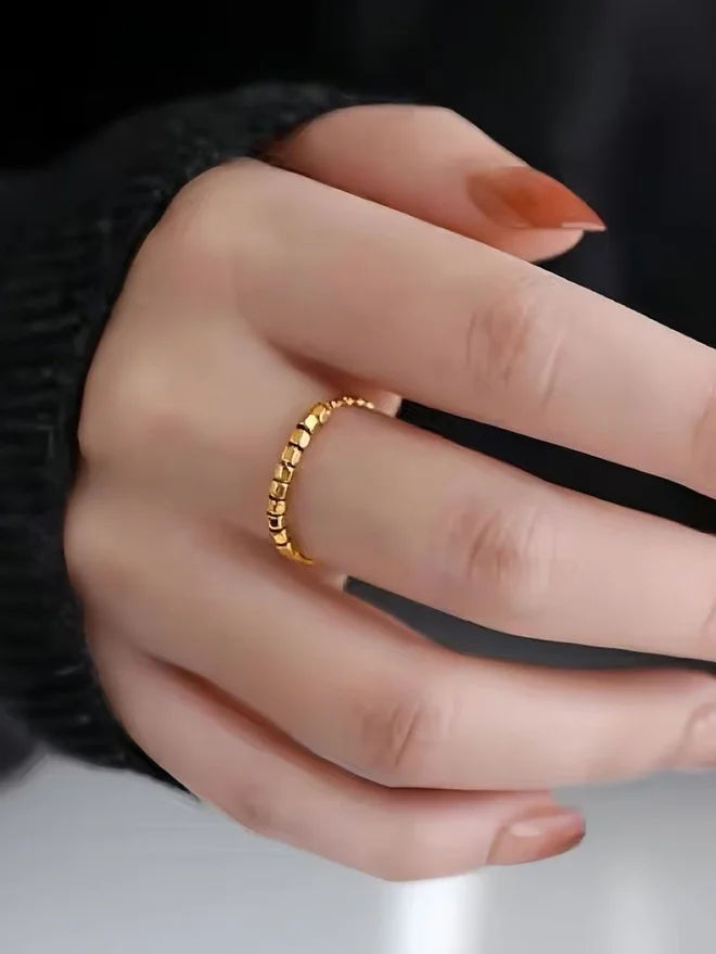 Styli  Golden Textured Ring for Women | Best Price UAE