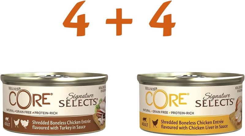 Wellness Core Cat Wet Food Multipack Chicken & Chicken Liver and Chicken & Turkey 8x79g - Image 2