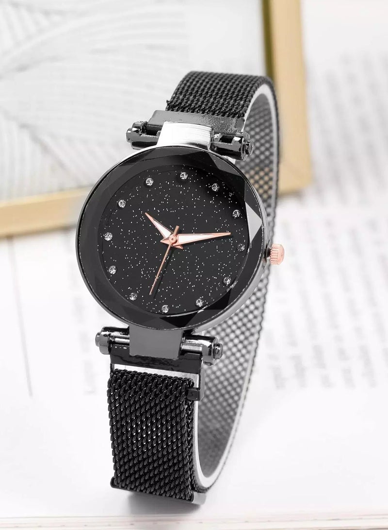 1pc Starry Sky Dial Quartz Watch & 5pcs Bracelet  - Image 3