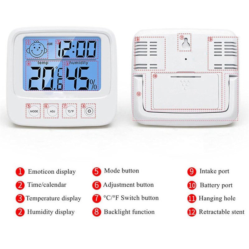 Weather Station: White, -50°C to +70°C Range - Flexible Placement Options With Fold-Out Stand And Hang Hole, Backlight Display for Indoor Outdoor Home Use - Image 4