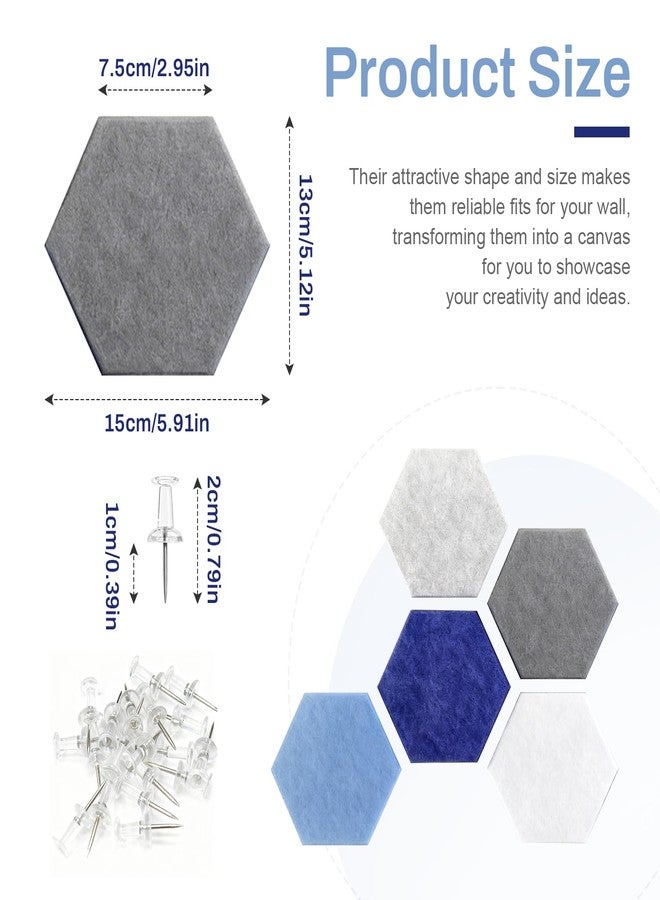 MOASIOP Hexagon Cork Board Tiles, 10 Pack with Adhesive Tape & Push Pins, Frameless Bulletin Board for Office Home Decor, Photo & Memo Display (Blue) - Image 2