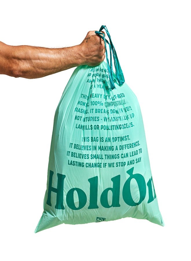 HoldOn 13-Gallon Trash Bags – Plant-based Tall Kitchen Trash Bags with Drawstring Handles for Tall Trash Bins, Heavy-duty and Compostable Large Trash Bags (40 bags) - Image 1