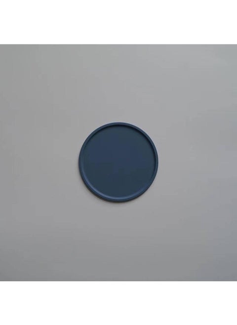 Nordic Morandi Color Silicone Anti-overflow Coaster High Temperature Heat Insulation Pad Thickened Round Table Mat-Peacock Blue11*11*0.3cm