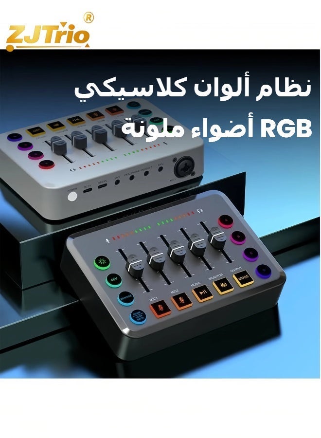 زي جي تريو خلاط صوت للألعاب عالي الدقة مع واجهة صوت قابلة لإعادة الشحن وخلاط RGB مع واجهة ميكروفون XLR وقوة فانتوم 48 فولت للبث الصوتي/التسجيل - Image 5