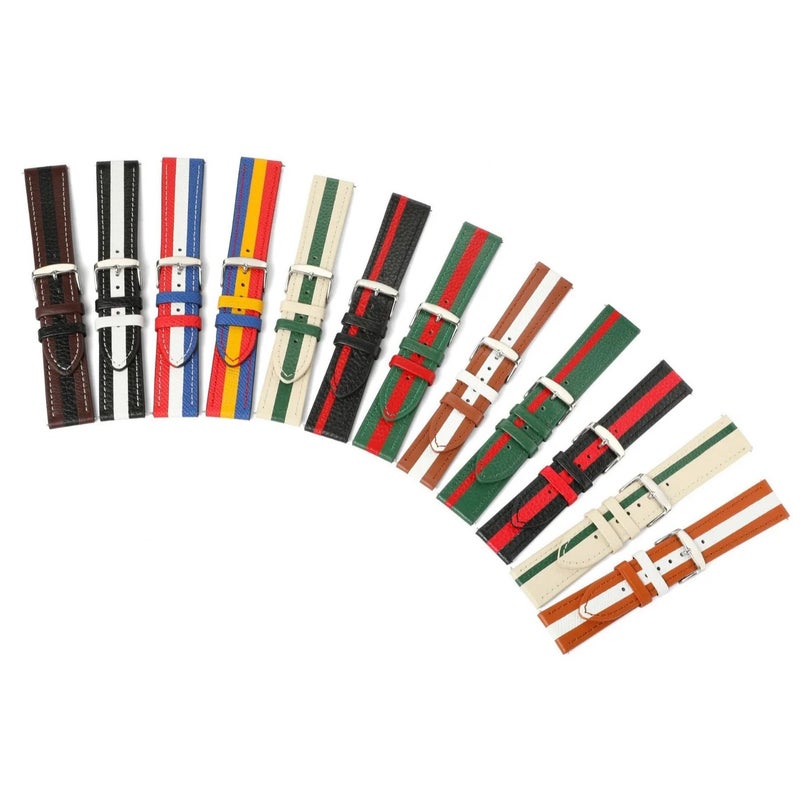 Bluejw High Quality Multicolor Leather Watch Band 20mm 22mm Replacement Strap for Samsung Galaxy Watch – Quick Release Wristband - Image 4