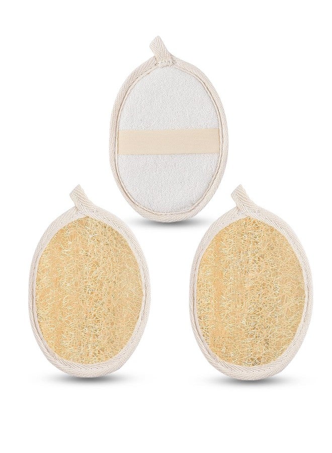 FRTIM 3 Pack Natural Loofah Face Scrubber, Women Facial Pad, Loofa Face Exfoliator Scrubber, Exfoliating Loofah Sponges for Shower Face - Image 1