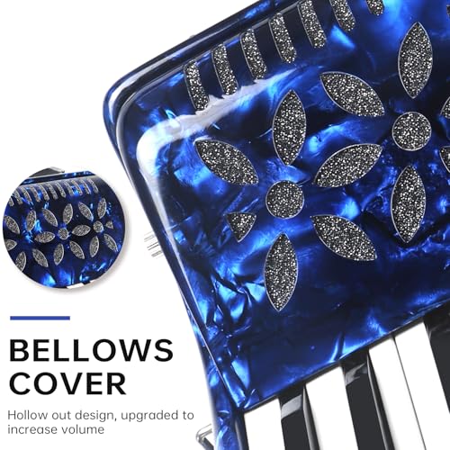 Horse 25 Keys Accordion, 16 Bass Student Piano Accordion Acordeón Acordeones Para Adultos for Beginner and Adults, Lightweight Portable with Adjustable Straps, Cleaning Cloth, Gloves, and Carrying Bag(Blue) - Image 3