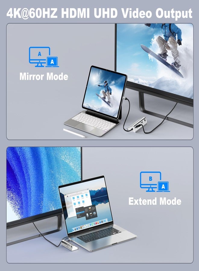 Intpw P9R PRO USB C Hub, 10-in-1 USB C Docking Station with 1Gbps Ethernet, 4K @ 60Hz HDMI, 10Gbps 2 Type-A/C 3.2, 2 Type-A 2.0, PD 100W, SD/TF, Aluminium USB HUB for iPhone 16/15 Series/MacBook - Image 5