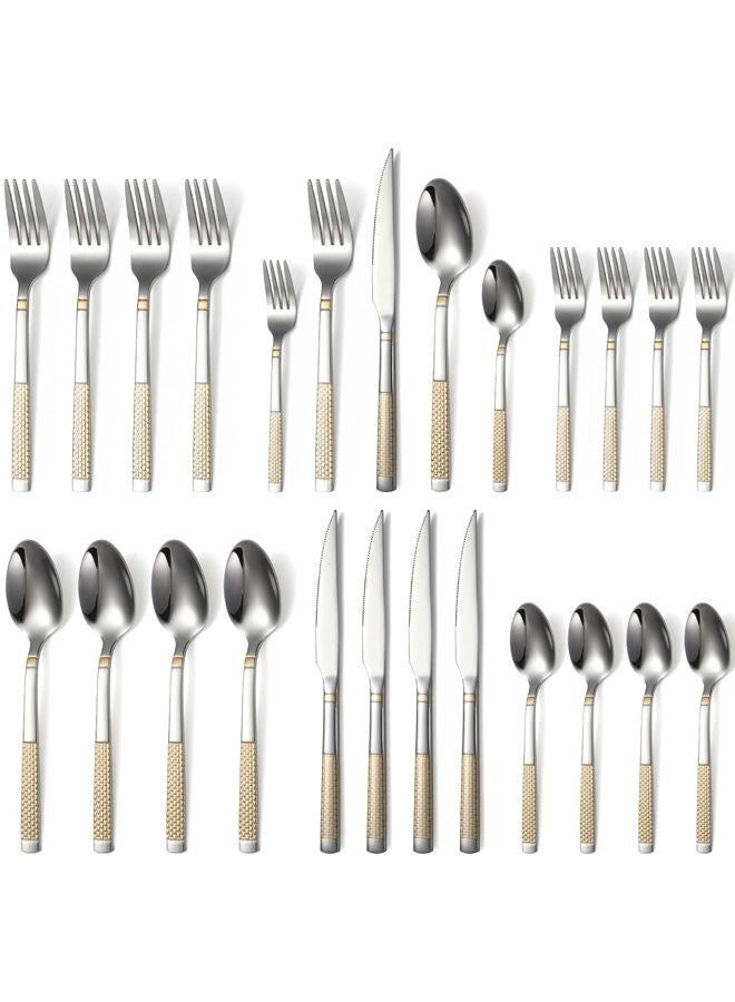 X-zrew 20-Piece Silverware Set Stainless Steel Flatware Set for 4 Kitchen Utensil Cutlery Sets Includes Forks Spoons Knives for Home Restaurant Hotel - Image 1