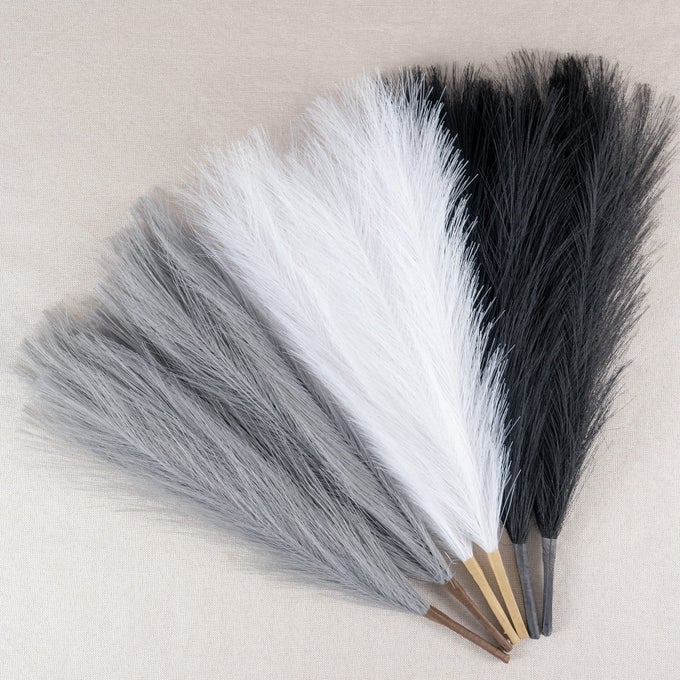 Faux Pampas Grass Decor 1845cm Artificial Pampas Grass Fluffy 6 Stem pompous Flower Arrangement for Boho Home Wedding Decoration BlackWhiteGrey
