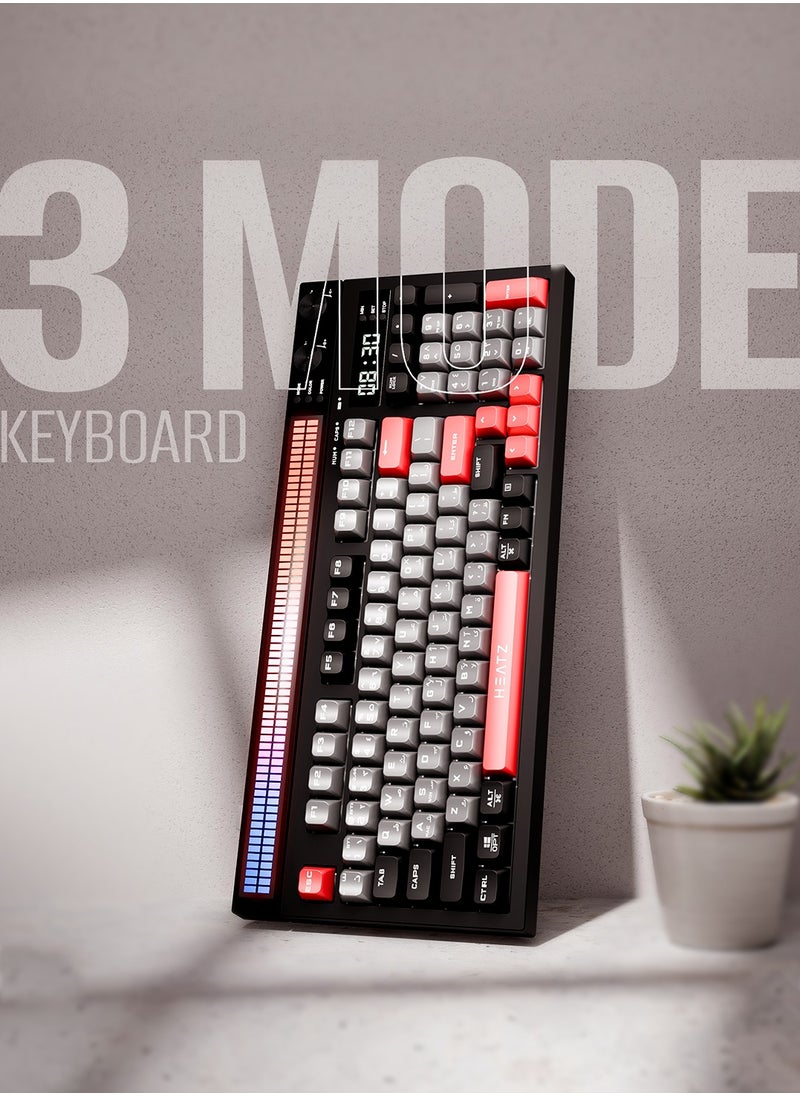 HEATZ Wireless+Bluetooth & Type-c Wired Rechargeable Premium Triple Mode Keyboard Suitable for Gaming & All Office Work  - Image 1