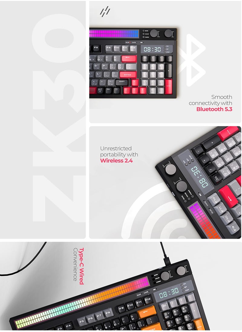 HEATZ Wireless+Bluetooth & Type-c Wired Rechargeable Premium Triple Mode Keyboard Suitable for Gaming & All Office Work  - Image 2