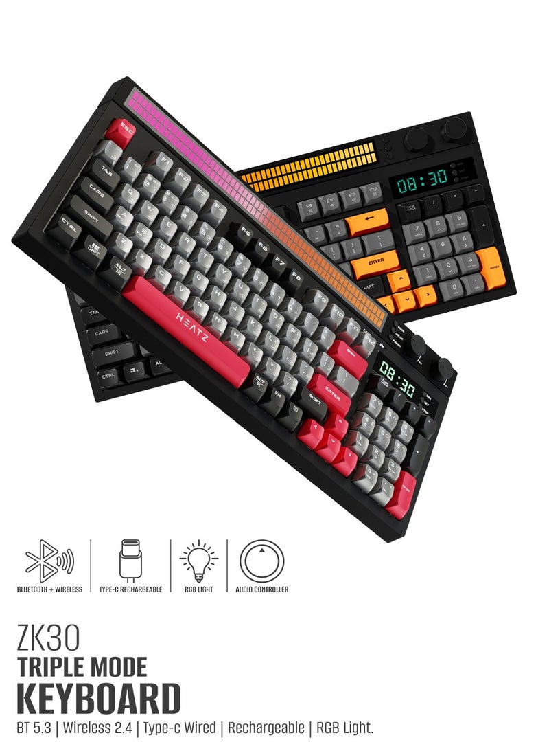 HEATZ Wireless+Bluetooth & Type-c Wired Rechargeable Premium Triple Mode Keyboard Suitable for Gaming & All Office Work  - Image 3