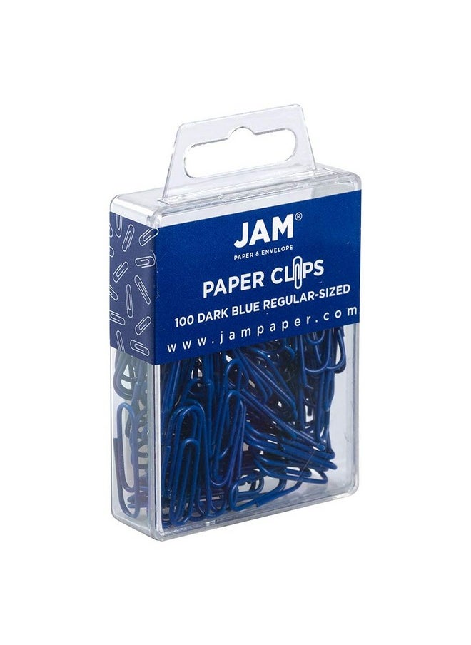 JAM Paper Colorful Standard Paper Clips - Regular 1 Inch - Dark Blue Paperclips - 100/Pack  - Image 2