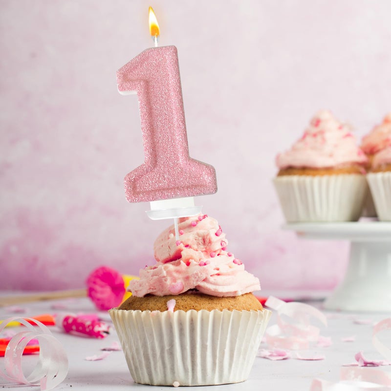 laackys Pink Birthday Candles, Romantic Cake Pink Number Candles Numbers Shape Suitable for Birthday Parties, Anniversary Cake Decoration(1) - Image 3