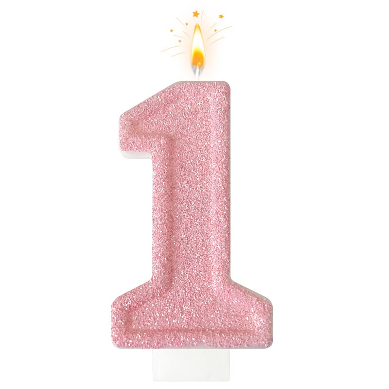 laackys Pink Birthday Candles, Romantic Cake Pink Number Candles Numbers Shape Suitable for Birthday Parties, Anniversary Cake Decoration(1) - Image 1