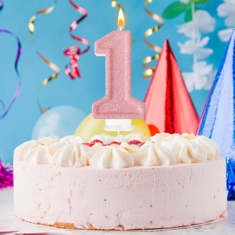laackys Pink Birthday Candles, Romantic Cake Pink Number Candles Numbers Shape Suitable for Birthday Parties, Anniversary Cake Decoration(1) - Image 4