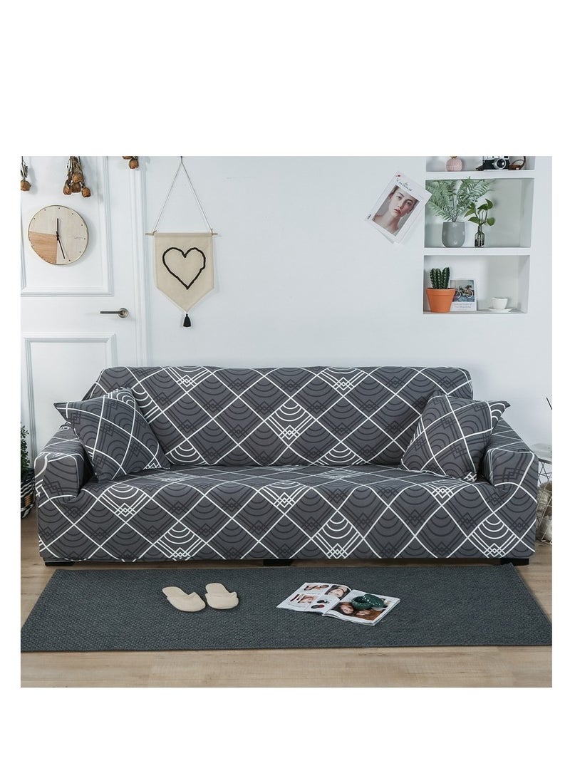 3-Seater Exquisitely Floarl Designed Wrinkle-free Anti-slip 360-degree Full Coverage Sofa Slipcover  Length Stretch From 190 To 230cm - Image 1