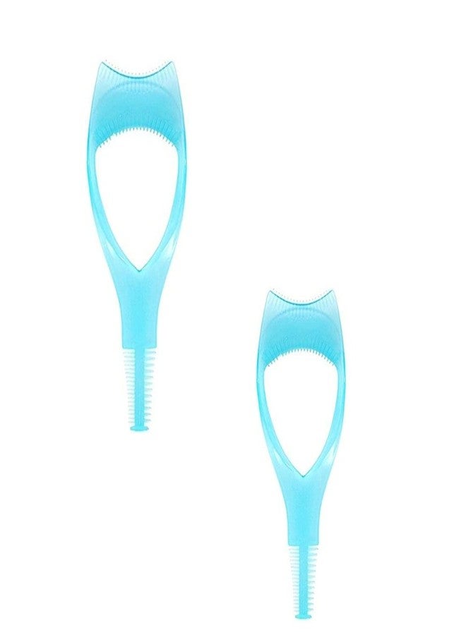 Gugzy® 3 in 1 Makeup Eyelash Tool Upper Lower Lash Mascara Applicator Guide Eyelash Comb Cosmetic Tool (2, Blue) - Image 1