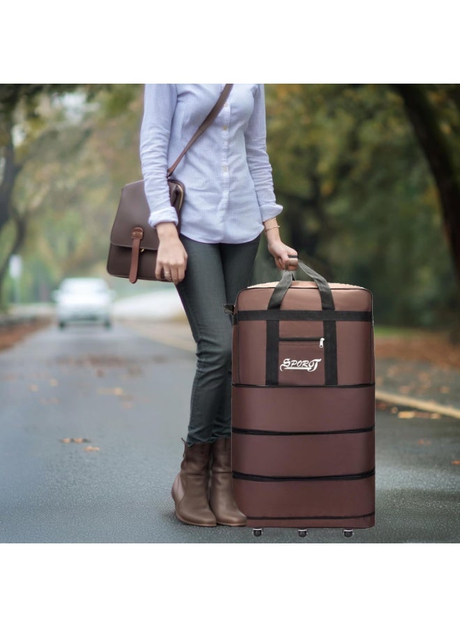 SPORT Expandable Extra Large Travel Oxford Duffel Luggage Bag with Spinner Wheels Waterproof Lightweight Traveling Foldable Suitcas - Image 4