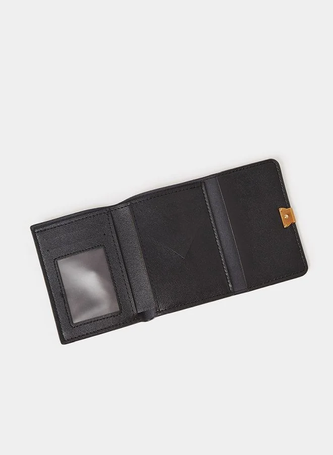 Styli Bear Metal Detail Textured Wallet