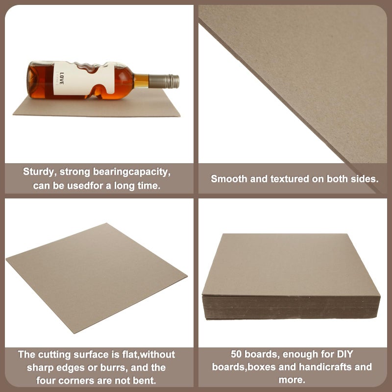 DAJAVE 50 Pack Book Board 12 x12 Inch 80PT Thick Grey Chipboard Sheet 2mm for Bookbinding, Heavy Duty Binders Board Chip Board for DIY Crafts, Book Covers, Boxes - Image 4