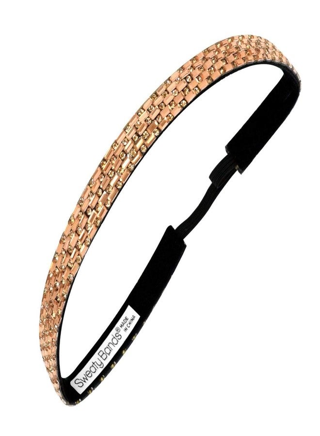 Sweaty Bands Womens Girls Headband - Non-Slip, Velvet-Lined Jeweled Hairband - Bling It Bronzed Goddess 5/8-Inch - Image 1