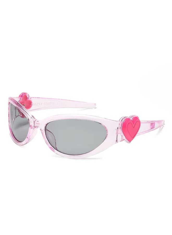 Lauries Korean Version Ins Love Sunglasses Y2k Style Jelly Sunglasses Pink/Grey - Image 1