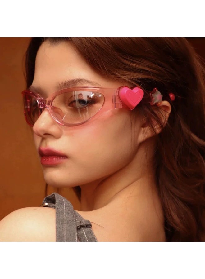 Lauries Korean Version Ins Love Sunglasses Y2k Style Jelly Sunglasses Pink/Grey - Image 2