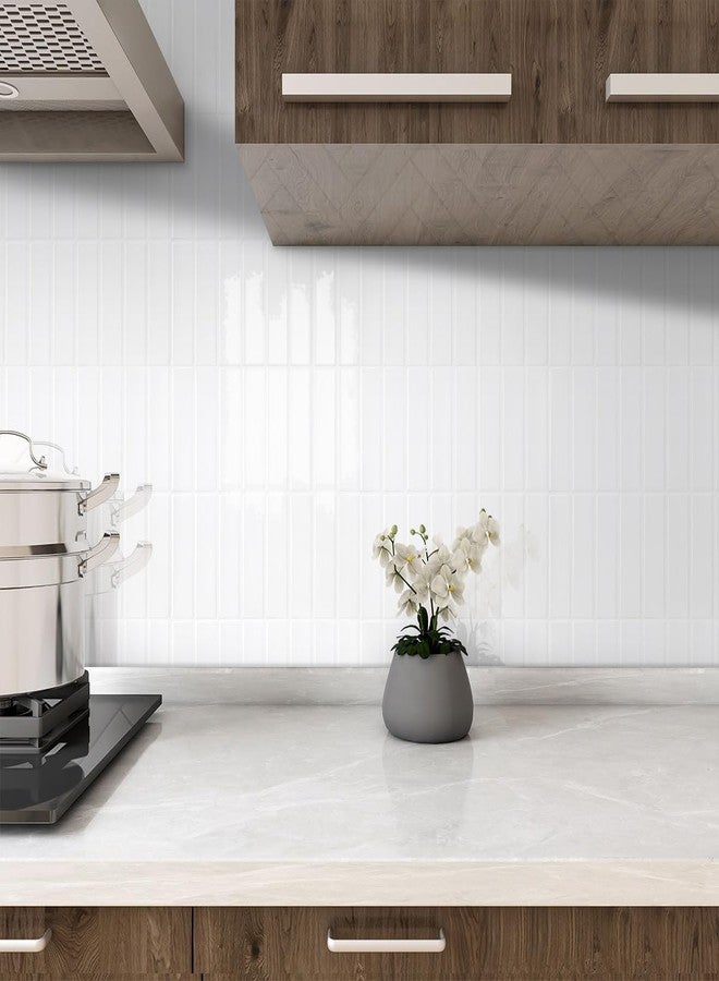 COMSTICKC White Peel and Stick Backsplash, 10 Pcs of 12'' x 12'', 3D White Peel and Stick Tiles Backsplash Kitchen Bathroom, Adhesive Removable Vinyl Backsplash Waterproof, Pure White - Image 3