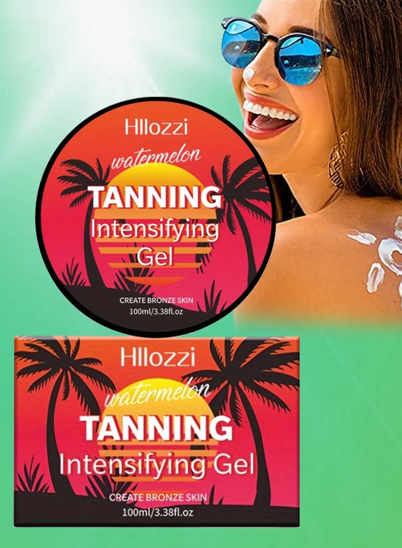 Hllozzi 100ml Watermelon Tanning Intensifying Gel for Men and Women Create Bronze Skin Extreme Intensive Tanning Soft Gel Tanning Lotion Accelerator Tanning Cream Self Tanner Gel for Skin Tanning Sunless Tanner - Image 1