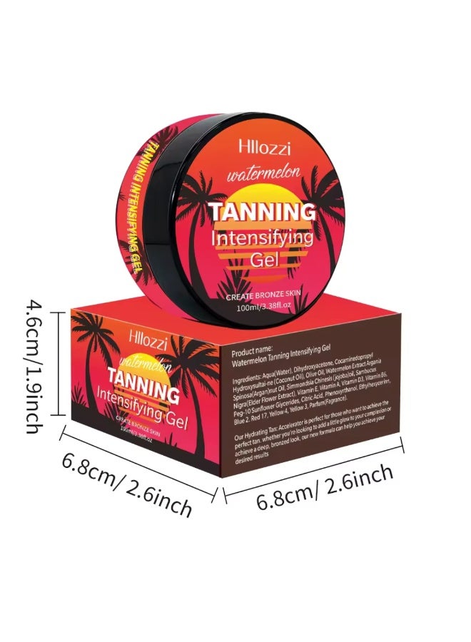 Hllozzi 100ml Watermelon Tanning Intensifying Gel for Men and Women Create Bronze Skin Extreme Intensive Tanning Soft Gel Tanning Lotion Accelerator Tanning Cream Self Tanner Gel for Skin Tanning Sunless Tanner - Image 5