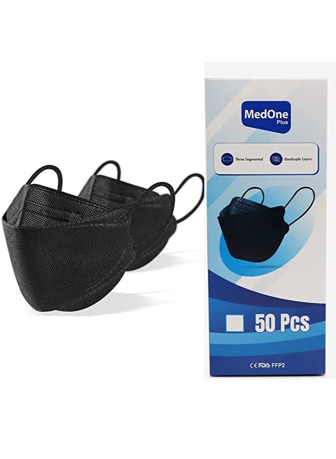 ميد ون عبوة من 50 قطعة من أقنعة الوجه التي يمكن التخلص منها ملفوفة بشكل فردي للبالغين ، وأربع طبقات من أقنعة الوجه الفلترية ، ومزيج من الألوان - Image 1