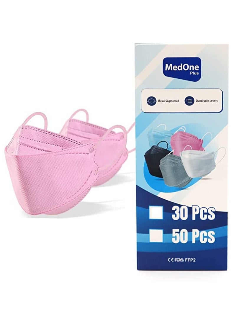 ميد ون عبوة من 50 قطعة من أقنعة الوجه التي يمكن التخلص منها ملفوفة بشكل فردي للبالغين ، وأربع طبقات من أقنعة الوجه الفلترية ، ومزيج من الألوان - Image 3